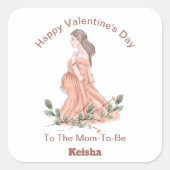 Mom-To-Beステッカーへのハッピーバレンタインデー スクエアシール (正面)