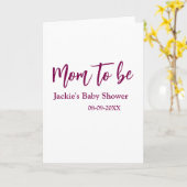 Mom to be baby shower name date pink simple minima カード (黄色い花)