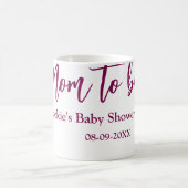 Mom to be baby shower name date pink simple minima コーヒーマグカップ (中央)