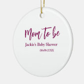 Mom to be baby shower name date pink simple minima セラミックオーナメント (左)