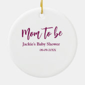 Mom to be baby shower name date pink simple minima セラミックオーナメント (裏面)