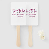 Mom to be baby shower name date pink simple minima ハンドファン (正面&裏面)