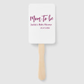 Mom to be baby shower name date pink simple minima ハンドファン (裏面)