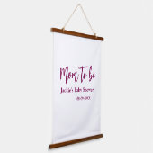 Mom to be baby shower name date pink simple minima 吊り下げ型タペストリー (傾斜あり)