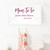 Mom to be baby shower name date pink simple minima 横断幕 (インサイチュ)