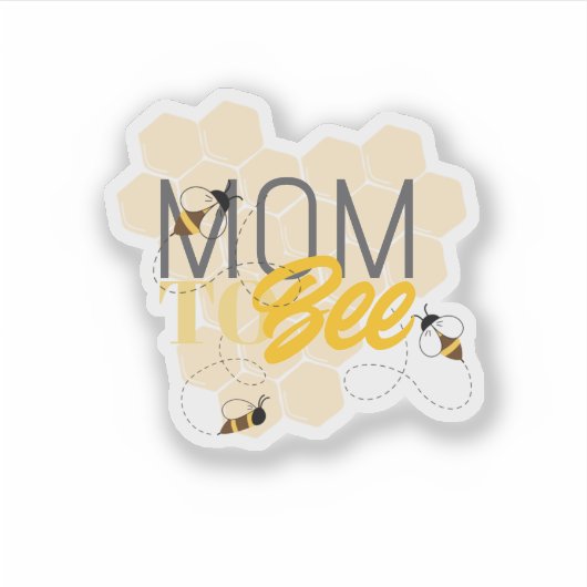 Mom TO Be Bee Themed Yellow Honey Comb Babyshower シール (正面)