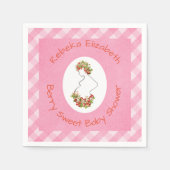 Mom to Be Berry Sweet Pink Gingham Shower スタンダードカクテルナプキン (正面)