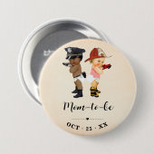 Mom to Be Little Recruit Baby Shower Button 缶バッジ (正面&裏面)