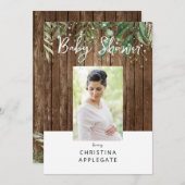 Mom-to-be-Photo Baby 素朴 Shower 招待状 (正面/裏面)