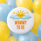 Mom To Be Sunshine Baby Shower Sun Clouds Theme 缶バッジ