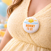 Mom To Be Sunshine Baby Shower Sun Clouds Theme 缶バッジ