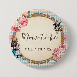 Mom to Be Vintage Alice Baby Shower Button 缶バッジ