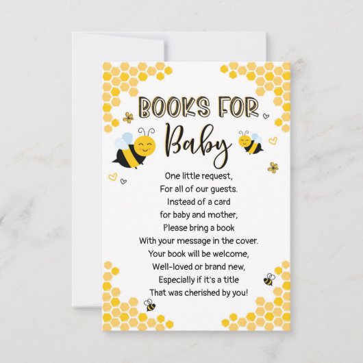 Mom To Beeブックリクエストカード、ベビー用の本 招待状 (正面)