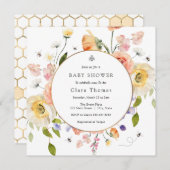 Mom to BEE Floral Baby Shower Invitation 招待状 (正面/裏面)