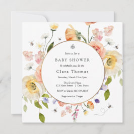 Mom to BEE Floral Baby Shower Invitation 招待状