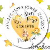 Mom-to-Bee Honey Bear Baby Shower ラウンドシール