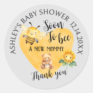 Mom-to-Bee Honey Bear Baby Shower ラウンドシール