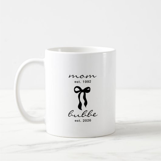 Mom to Bubbe Est Mug with Bow コーヒーマグカップ (左)