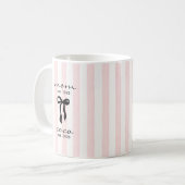 Mom to Coco Mug Pink Bow Stripes コーヒーマグカップ (正面左)
