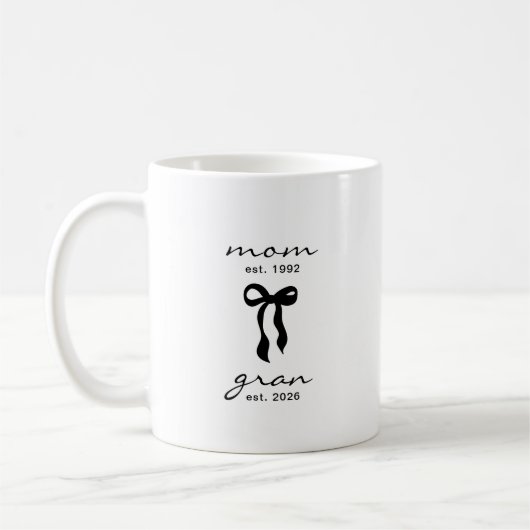 Mom to Gran Mug Pink Bow Stripes コーヒーマグカップ (左)