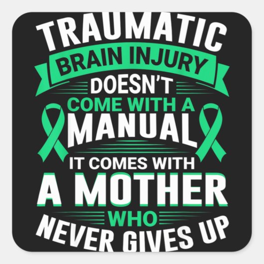 Mom Traumatic Brain Injury Awareness TBI Mother Wa スクエアシール (正面)