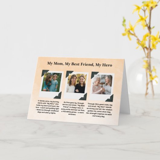 Mom Tribute Photo Collage カード (黄色い花)