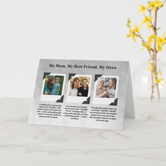 Mom Tribute Photo Collage カード (黄色い花)
