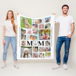 MOM WE LOVE YOU 19 Photo Collage カスタムColor フリースブランケット