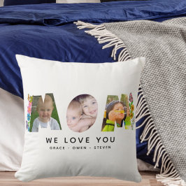 Mom-We Love You-Love You-デイジー蝶の写真と名前 クッション