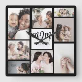 Mom We Love You Mothers カスタム Mothers Day Photo スクエア壁時計