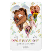 Mom Wildflowerかわいらしタイポグラフィアート4ハート写真 マグネット (縦)