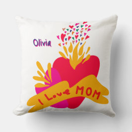 Mom with colorful hearts クッション