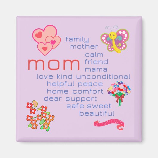 Mom Word Cloud- – マグネ飾ット マグネット (正面)