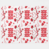 MOM/WOW：白い赤のラブレター | フリースブランケット (正面(横))