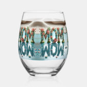 Mom Wow 花の反射デザイン ステムなしワイングラス (裏面)