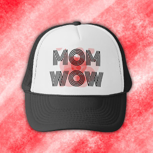 MOM WOW BLACK on red キャップ