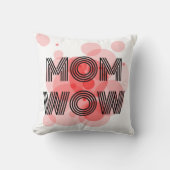 MOM WOW BLACK on red | クッション (正面)