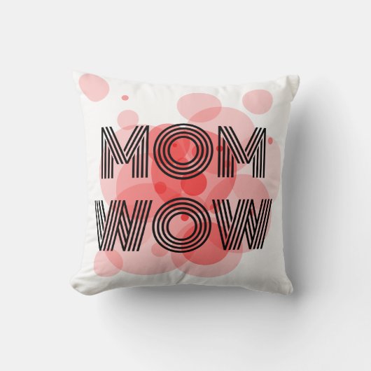 MOM WOW BLACK on red | クッション (正面)
