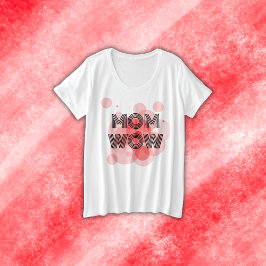 MOM WOW BLACK on red | プラスサイズTシャツ