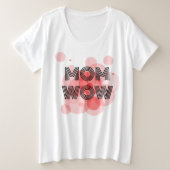 MOM WOW BLACK on red | プラスサイズTシャツ (デザイン正面)