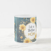 MOM Yellow Wildflowers Butterflies フロストグラスマグカップ (正面右)