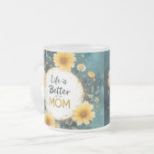 MOM Yellow Wildflowers Butterflies フロストグラスマグカップ (正面左)