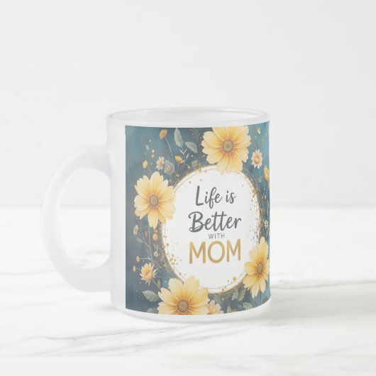 MOM Yellow Wildflowers Butterflies フロストグラスマグカップ (左)