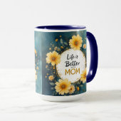 MOM Yellow Wildflowers Butterflies マグカップ (正面右)