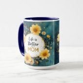 MOM Yellow Wildflowers Butterflies マグカップ (正面左)