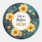MOM Yellow Wildflowers Butterflies マグネット (正面)
