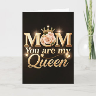 Mom You Are My Queen ゴールドタイポグラフィーデザイン | 高級感 カード