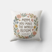 Mom You Make The World Bloom" Boho Floral Wreath クッション (裏面)