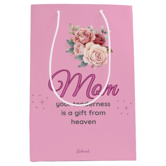 Mom, Your Tenderness is a Gift from Heaven ミディアムペーパーバッグ (正面)
