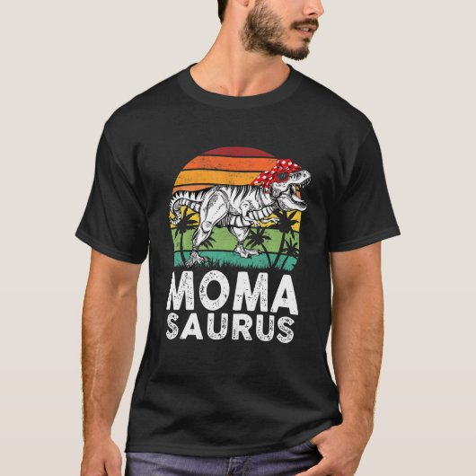 Momasaurus Tレックスおもしろい恐竜Moma Saurusファミリー Tシャツ (正面)